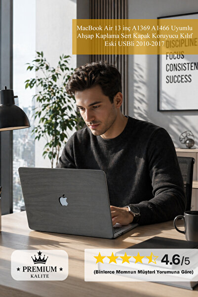 Mcstorey MacBook Air 13 inç A1369 A1466 Uyumlu Ahşap Kaplama Sert Kapak Koruy...