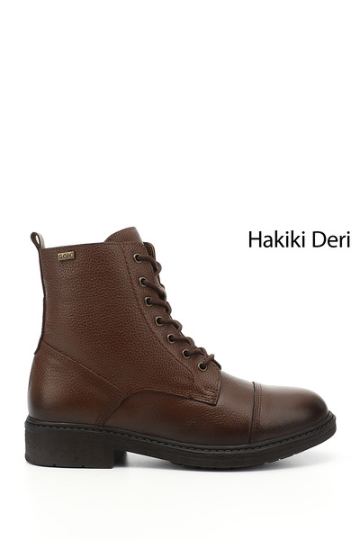 GÖNDERİ(R) Γυναικείες/Κοριτσίστικες μπότες από γνήσιο δέρμα με φερμουάρ καφέ ...