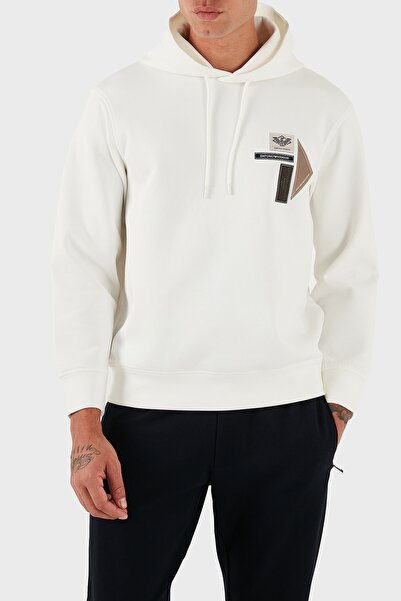 Emporio Armani Men's Hooded Collar Long Sleeve Cotton Regular Fit White Sweat...