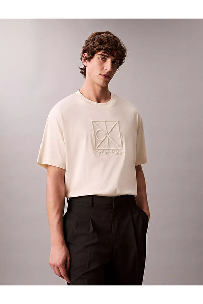 Calvin Klein Men's Short Sleeve Crew Neck Ck Lettering Detail Regular Fit Cre...