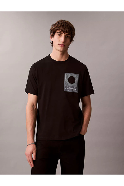 Calvin Klein Erkek Regular Fit %100 Pamuklu Baskılı Kısa Kollu Siyah T-Shirt
