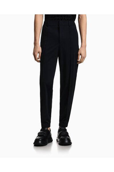 Emporio Armani Erkek Normal Bel Dar Paça Düğme Kapama Düz Slim Fit Lacivert P...