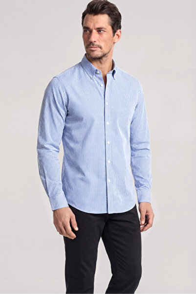 PAUL&SHARK Erkek Slim Fit Pamuklu Gömlek Yaka Uzun Kollu Beyaz Gömlek
