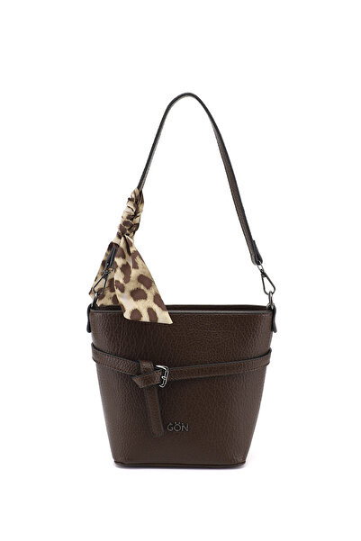 GÖNDERİ(R) Γυναικεία τσάντα ώμου με μακρύ λουράκι σε καφέ χρώμα