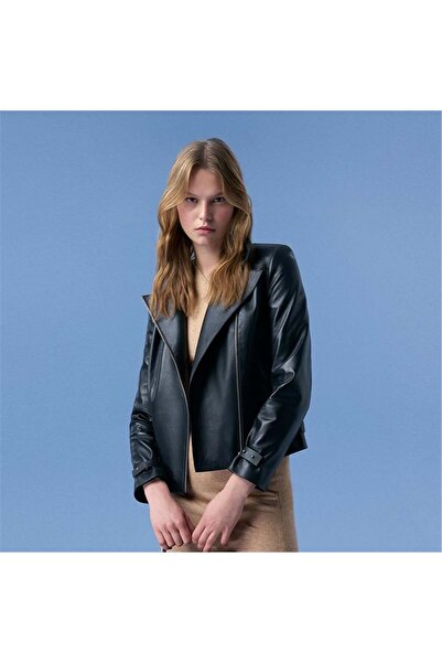 Ayunli Black Women's Biker Leather Jacket