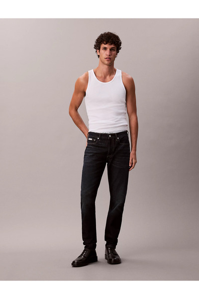 Calvin Klein Erkek Slim Taper Rahat Fermuarlı Lacivert Jeans