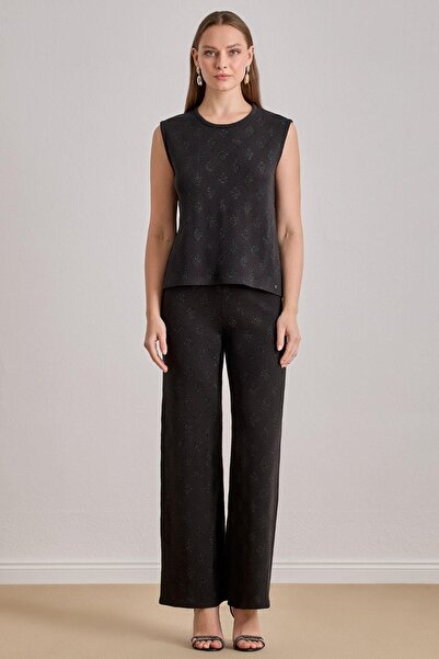 Guitar Μαύρο πλεκτό μπλουζάκι χωρίς μανίκια