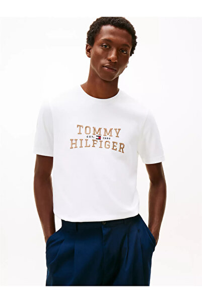 Tommy Hilfiger Ανδρικό μπλουζάκι με κοντό μανίκι, βαμβακερό, με ανάγλυφο λογό...