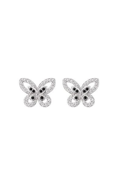 delis 925 silver earrings, JW1585, butterfly pattern, rhodium plated
