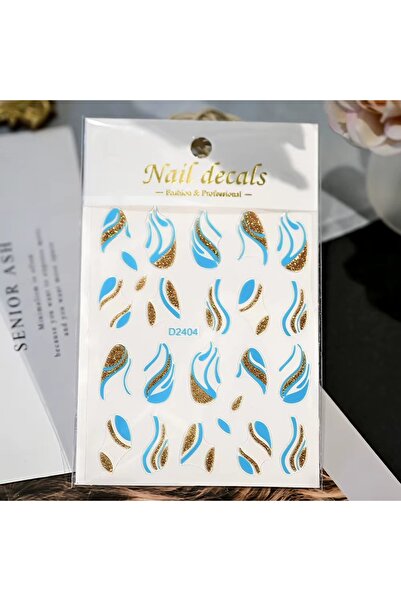 delis Marquise nail stickers, STICKER55, Blue/Gold