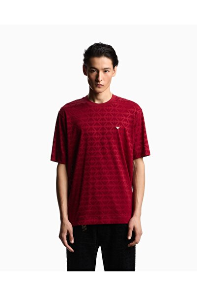 Emporio Armani Erkek Kısa Kol Desenli Regular Fit Regular Fit Kırmızı T-Shirt