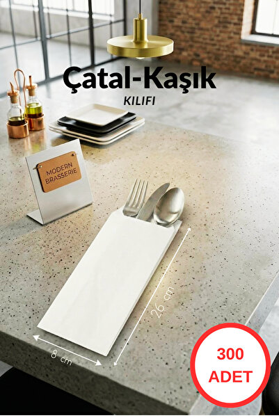 Lina Ticaret Pazarlama 300'lü Paket Kağıt Çatal Kaşık Kılıfı - Restoran ve Ca...