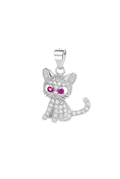 delis 925 silver pendant, JW1594, cat pattern, rhodium plated