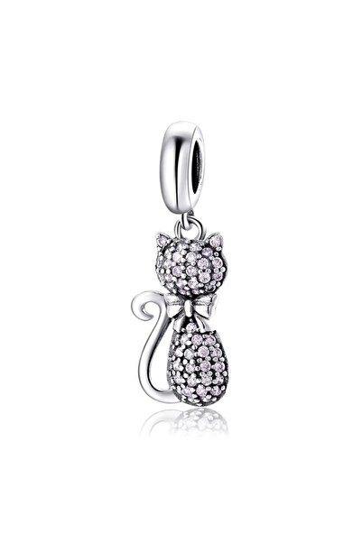 delis Charm/talisman argint 925, JW1636, model pisica, placat cu rodiu