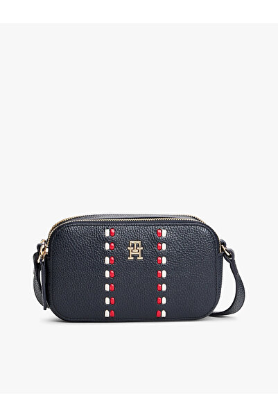 Tommy Hilfiger Kadın Çakıl Tanesi Süslemeli Fermuarlı Çapraz Askılı Lacivert ...
