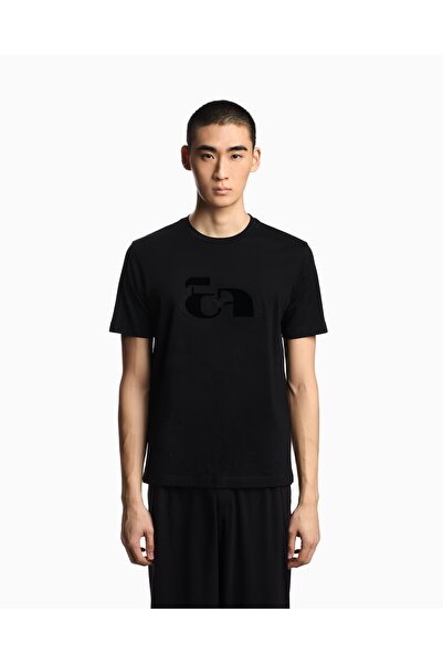 Emporio Armani Men's Short Sleeve Slim Fit Short Length Woven Fabric Black T-...