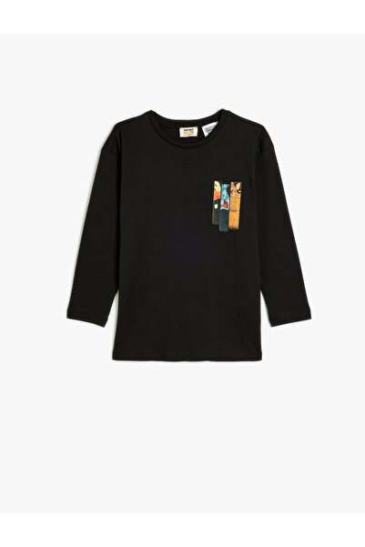 Koton Tricou din bumbac cu mânecă lungă și decolteu cu licență Looney Tunes