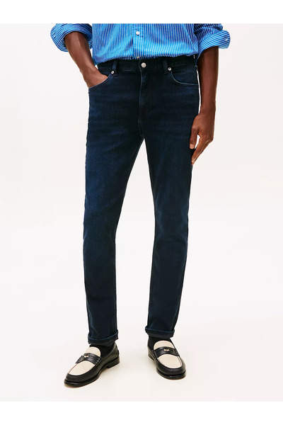 Tommy Hilfiger Erkek Dar Kalıp Düz Paça Denim Siyah Jeans