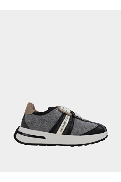 Emporio Armani Kadın Rahat Taban Kontrast Detaylı Gri Sneaker