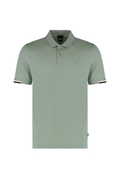 BOSS Erkek Pamuklu Polo Yakalı Düğme Kapamalı Kısa Kollu Haki1 Polo Yaka T-Shirt
