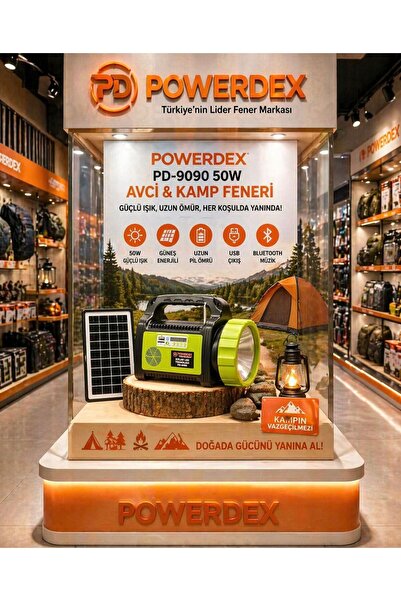 powerdex Pd-9090 50W Güneş Enerjili Şarj Radyolu Avcı Kamp Feneri
