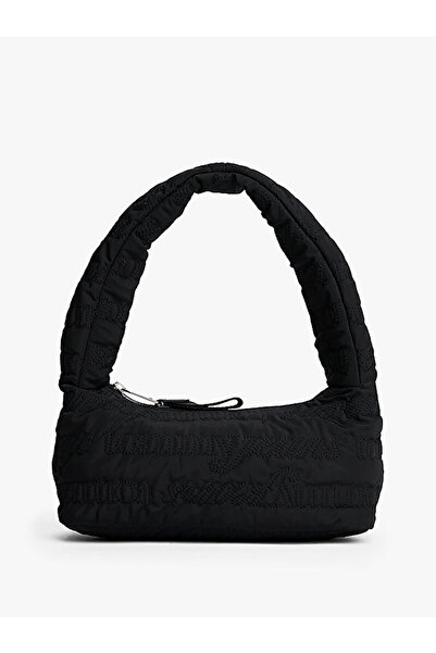 Tommy Hilfiger Women's Short Handle Zipper Closure Black Shoulder Bag