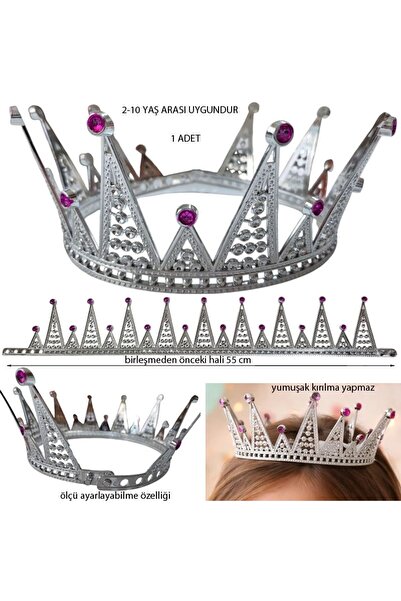 partidolu Ρυθμιζόμενο ασημί χρώμα με πέτρες Πριγκίπισσα Κορώνα Πλαστική Κορών...