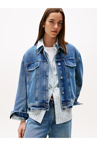 Tommy Hilfiger DNM LANA CASUAL JACKET Γυναικείο Μπλε Παλτό - WW0WW46485