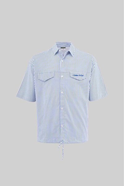 Machinist Ανδρικό πουκάμισο με μπλε ριγέ στρίφωμα