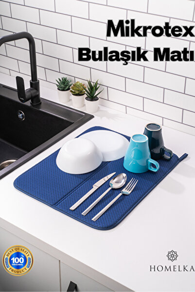 HOMELKA Mikrotex Bulaşık Matı Süper Emici Bulaşık Kurutma Matı 45x36cm Tezgah...