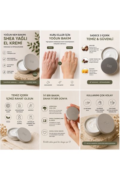 DONGGUBAT Shea Hand Cream, Intensive Moisturizing Vegan Hand Cream 60 Ml, 24-Hour Intensive Care for Cracked Hands