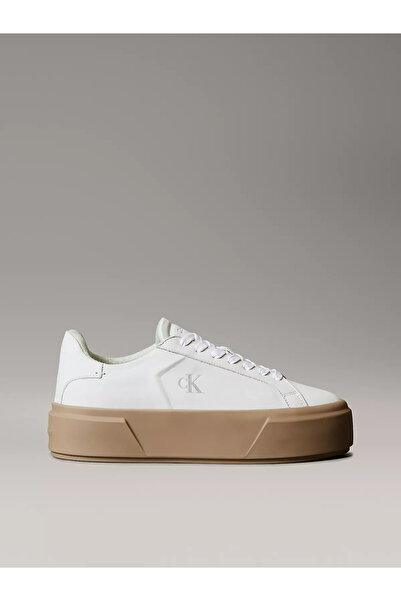 Calvin Klein Γυναικεία δερμάτινα πράσινα αθλητικά παπούτσια με ψηλή χοντρή σό...