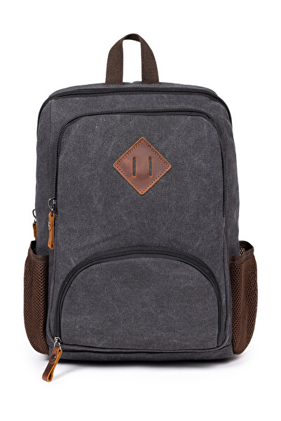 Necati Çanta Unisex 14 Inch Waterproof Canvas Backpack with Laptop Compartment