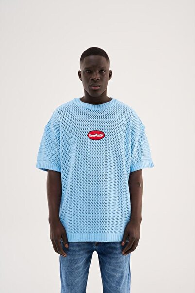 Machinist MCHNST KNIT Y2K EMBROIDERY DETAILED TEE BABY BLUE