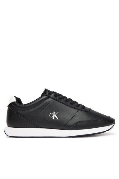 Calvin Klein Erkek Kalın Rahat Taban Bağcıklı Deri Siyah Sneaker