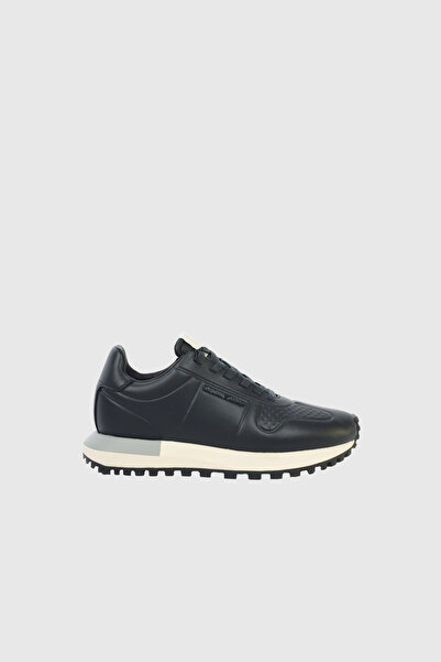 Emporio Armani Erkek Kaydırmaz Yüksek Rahat Taban Süet Lacivert Sneaker