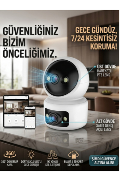 ONTECH Inox-12 Wifi Çift Lens Ampul Kamera Evcil Hayvan Bebek Hareket Takip