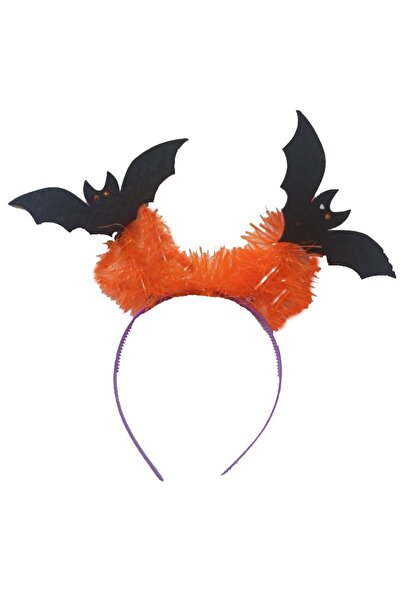 partidolu Απόκριες Halloween Πορτοκαλί Glitter Μωβ Κορώνα Νυχτερίδας με Κορών...