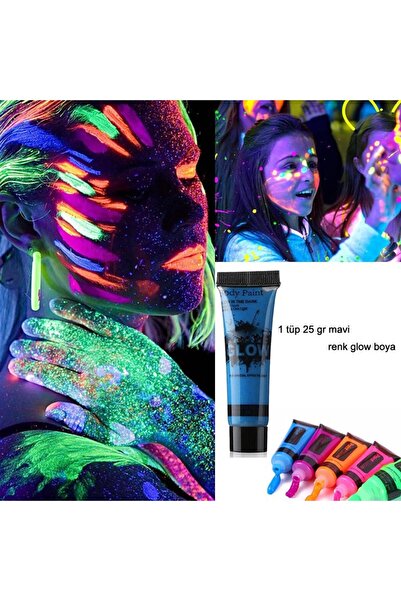 partidolu طلاء نيون للجسم والوجه حساس للضوء وقابل للغسل باللون الأزرق