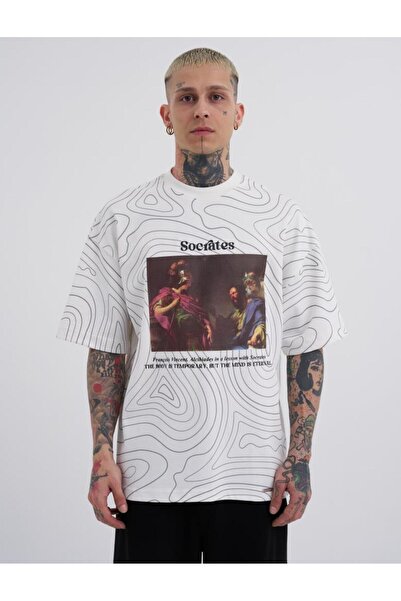 Machinist Ανδρικό μπλουζάκι Premium Socrates Oversize σε χρώμα εκρού