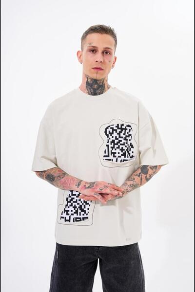 Machinist Ανδρικό T-shirt Dama Patch Oversize σε χρώμα εκρού