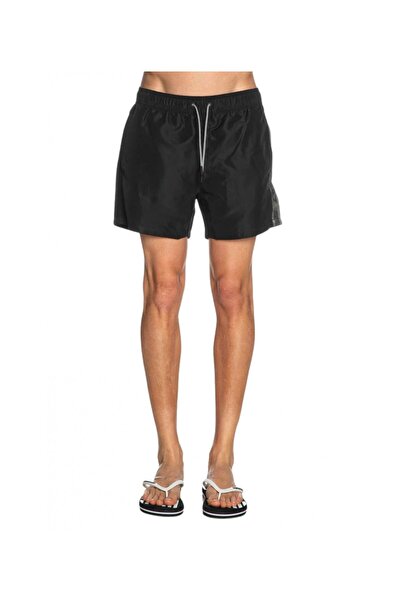 EA7 Ανδρικό μαύρο μαγιό με ρίγες στα πλαϊνά, ελαστική μέση και κορδόνι για δέ...