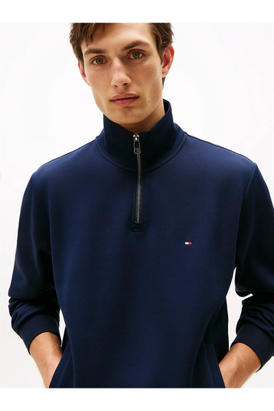Tommy Hilfiger Cotton Regular Fit Half Zipper Stand Collar Sweat Men's Sweat Mw0Mw36510 Dw5