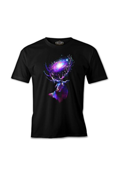 Lord T-Shirt عزيزي جالاكسي - تي شيرت رجالي أسود على شكل غزال