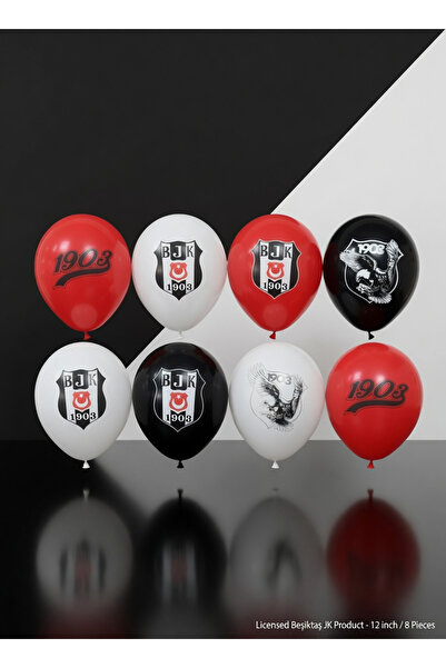 Beşiktaş Balon Seti orjinal lisanslı lateks balon12inç 30 cm 8li paket