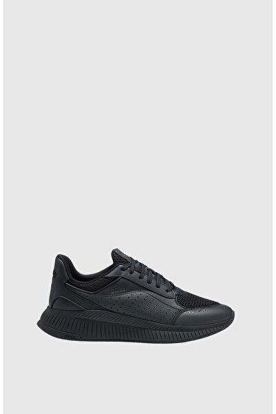 BOSS Erkek Rahat Yüksek Taban File ve Deri Karışımlı Siyah Sneaker