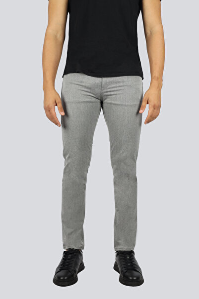 BOSS Erkek Normal Bel Düğme Kapama Cep Detay Slim Fit Gri Pantolon