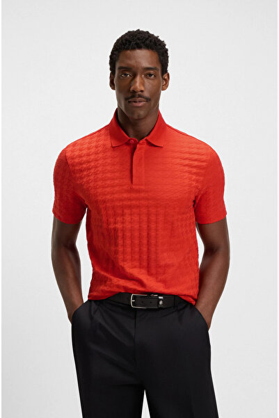 BOSS Erkek Pamuklu Marka Logolu Kısa Kollu Polo Yaka Kırmızı Polo Yaka T-Shirt