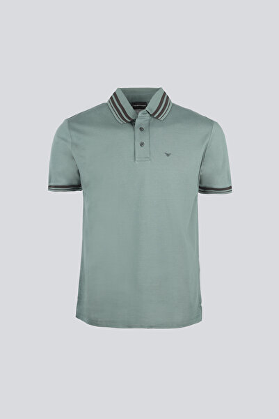 Emporio Armani Erkek Polo Yaka Düğme Kapamalı Kısa Kollu Yeşil Polo Yaka T-Shirt