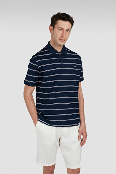 PAUL&SHARK Erkek Kısa Kol Polo Yaka Çizgi Desen Pike Örgü Lacivert-Beyaz Polo...